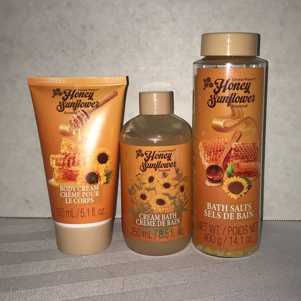 Crystal water, honey sunflower scented body care